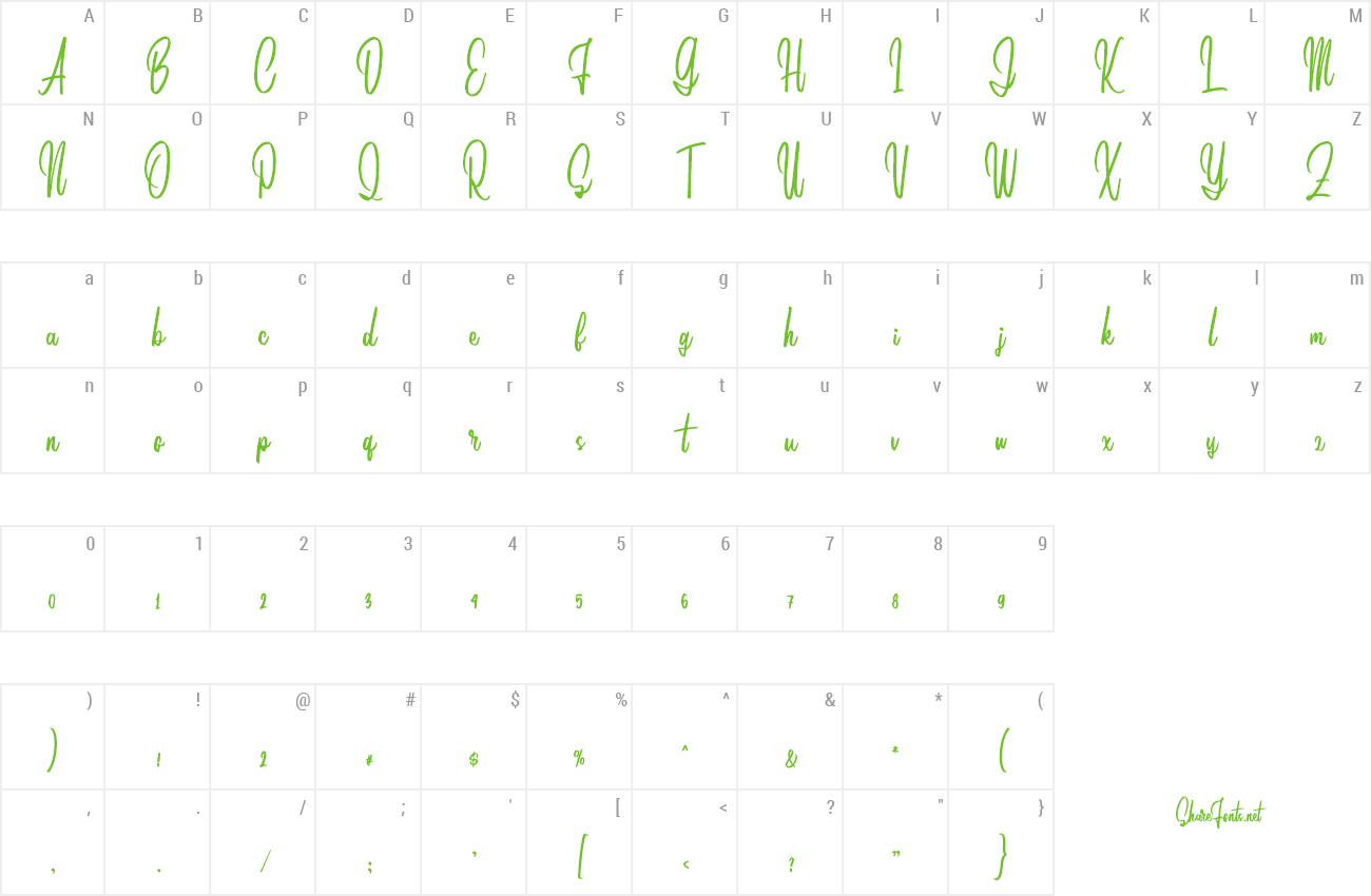 Font Yustin Script preview